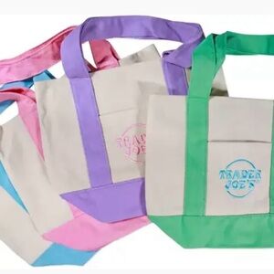 Trader Joe Brand New Mini Pastel Totes Complete Set